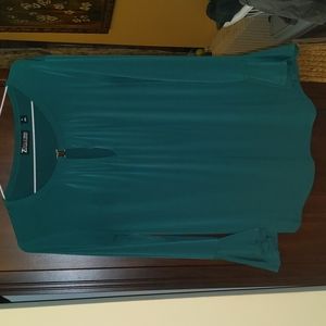 Green New York and Company Flutter Sleeve Top, Size Medium